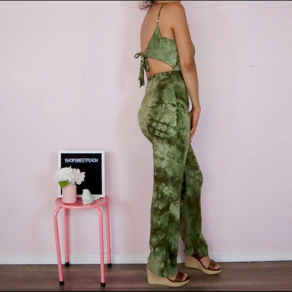 Olive Tie Dye Jumpsuit - Picture 2 of 3